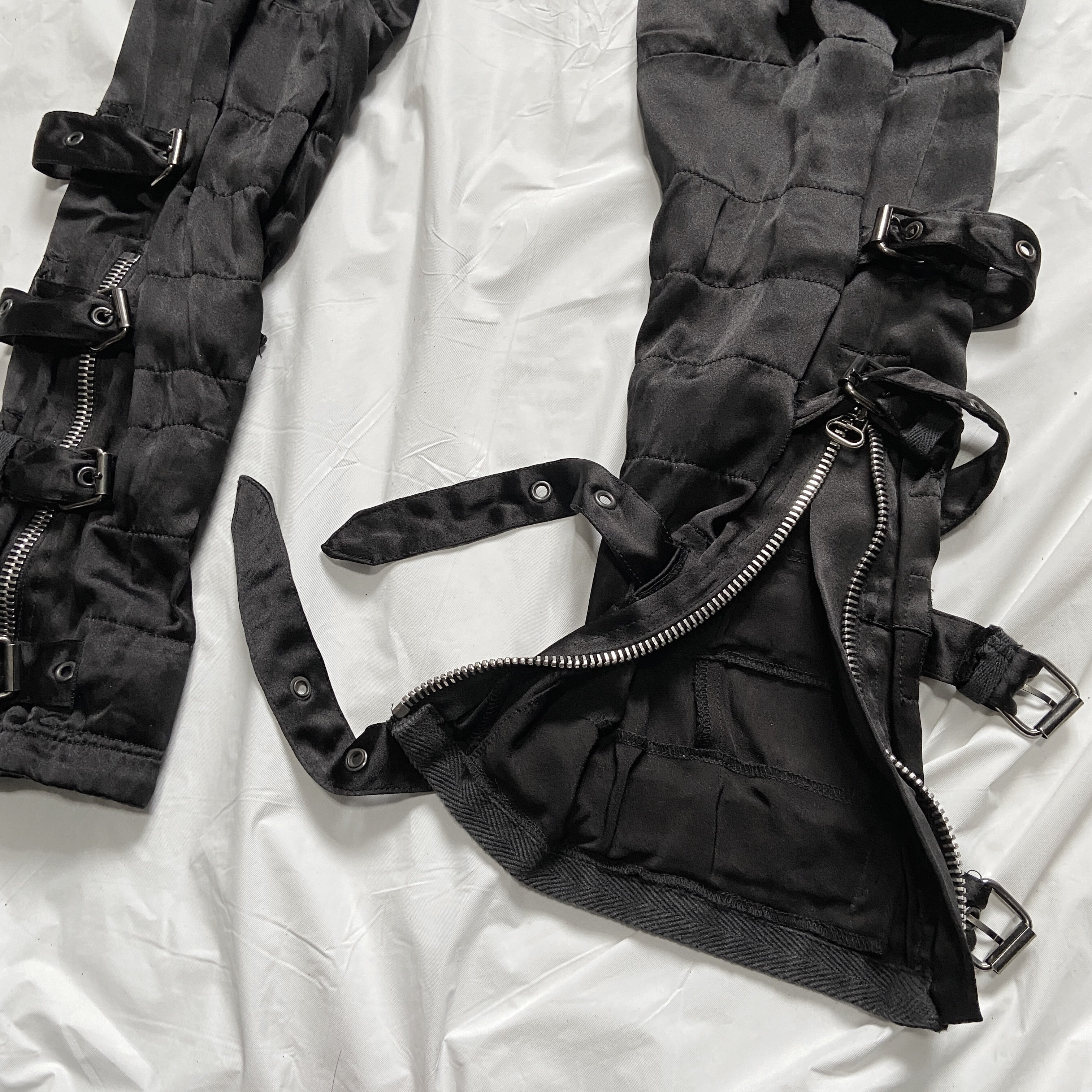 zOthers - BWNT Balmain Decarnin Era Fall 2009 Black Silk Cargo Bondage Drop Crotch Pants - 10