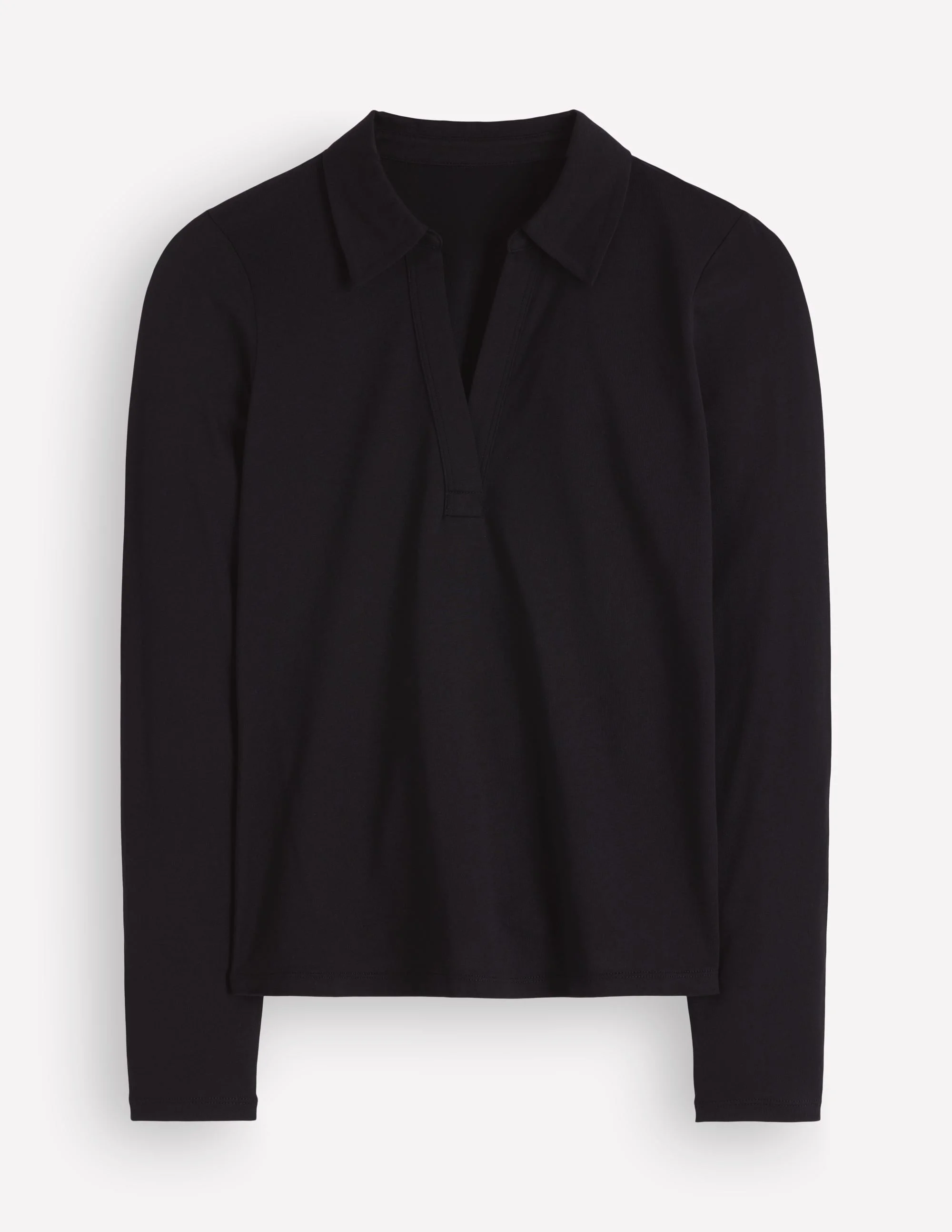 Open Collar Notch Neck-Black - 1
