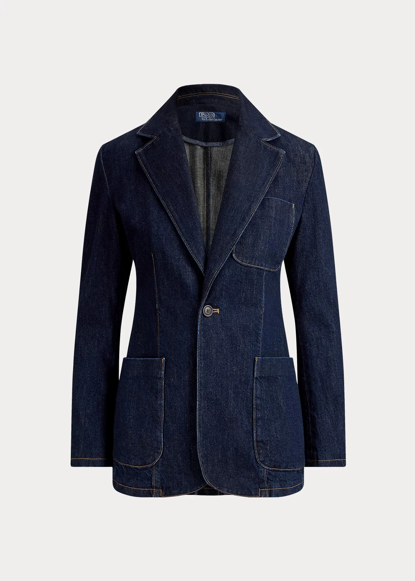 Single-Breasted Denim Blazer - 1