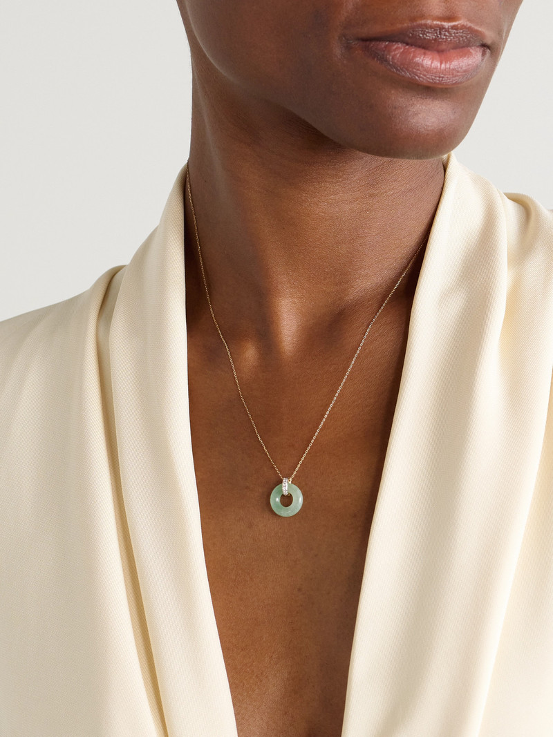 MATEO Donut 14-karat Gold, Jade And Diamond Necklace outlook