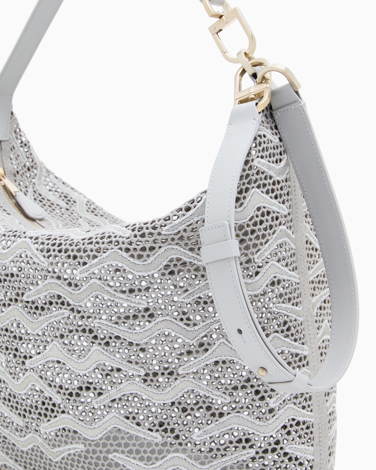 LARGE LA PRIMA SOFT HOBO BAG IN SHIMMERING LACE AND NUBUCK - 6