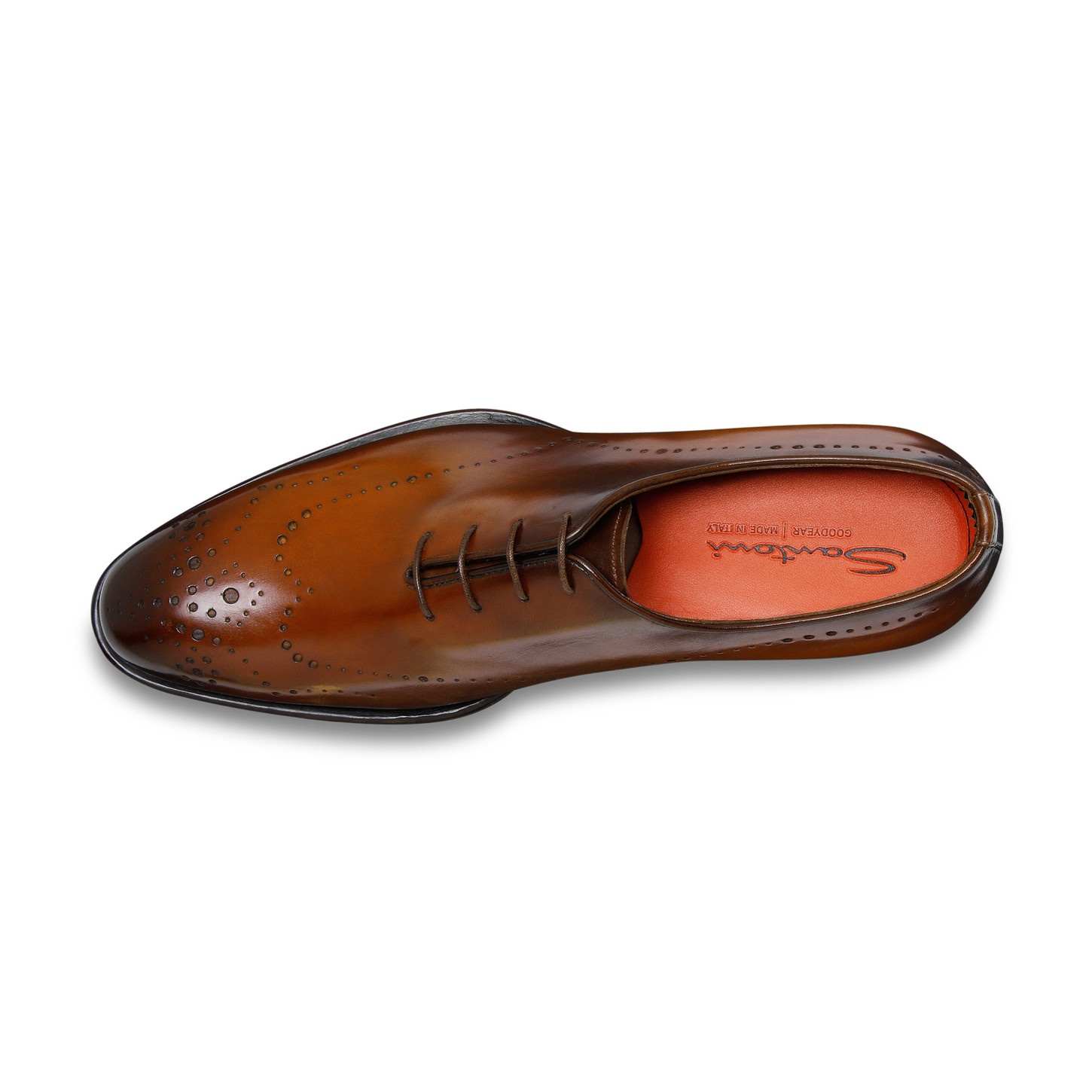 Men's brown leather Oxford brogue shoe - 4