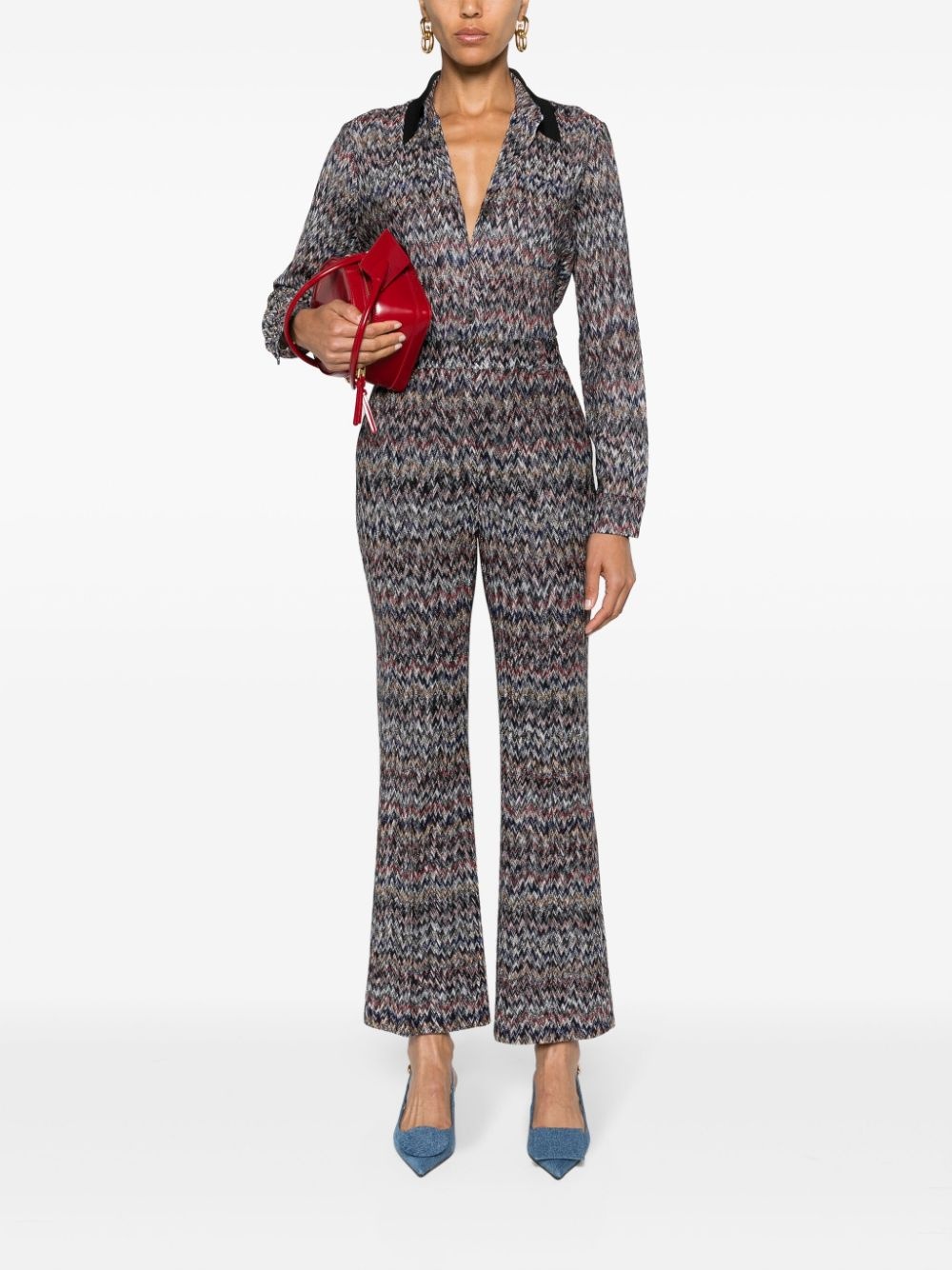 zigzag-woven lamÃ© cropped trousers - 2