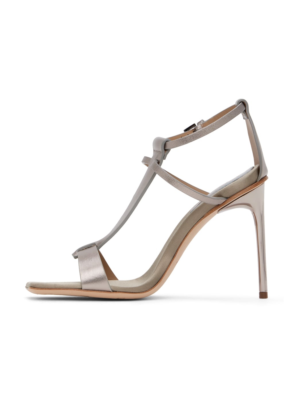 Gray Metallic Nappa Leather Sandals - 3