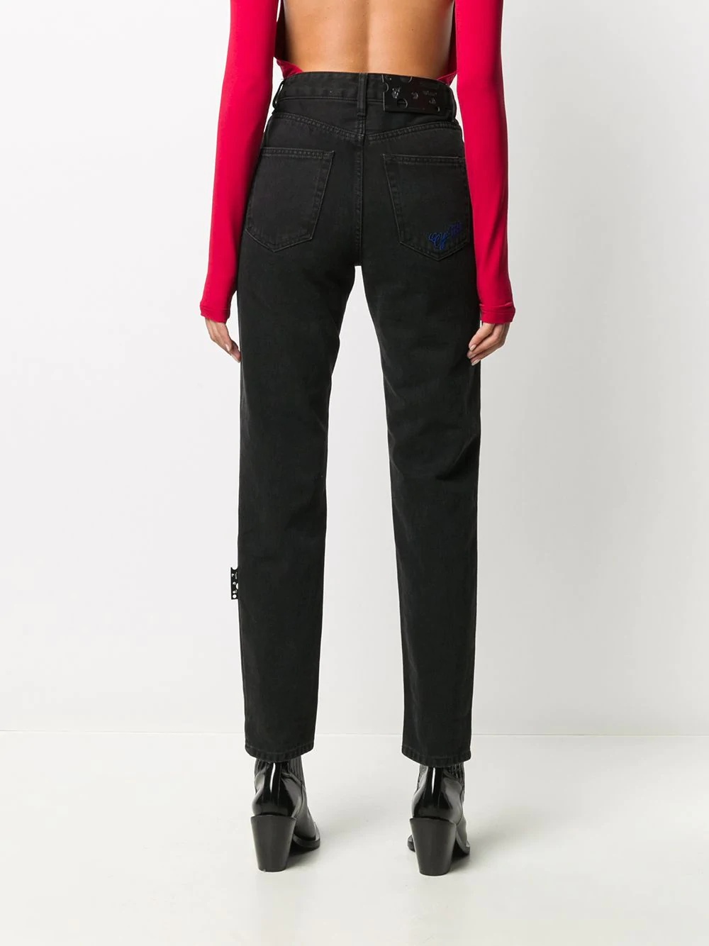 logo-embroidered straight-leg jeans - 4