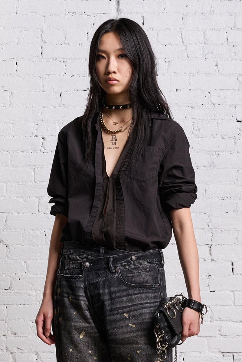 R13 FOLDOUT SHIRT - BLACK OVERDYE outlook