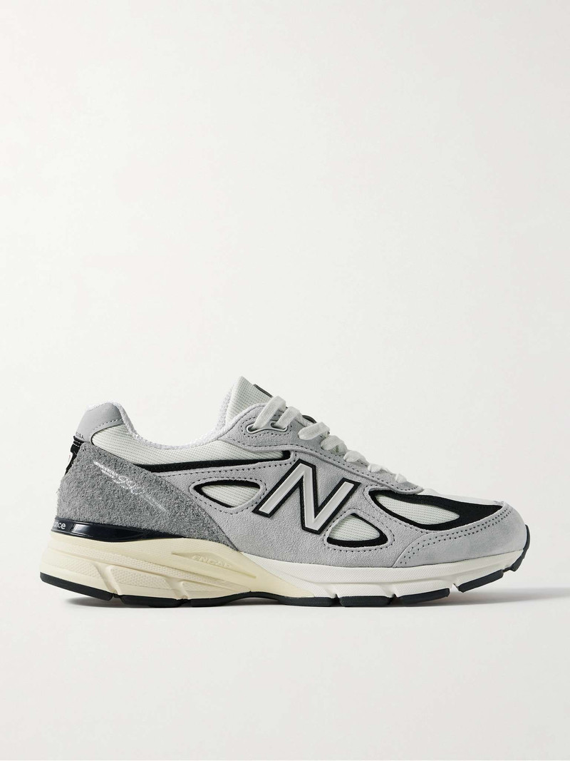 990v4 Leather-Trimmed Suede and Mesh Sneakers - 1