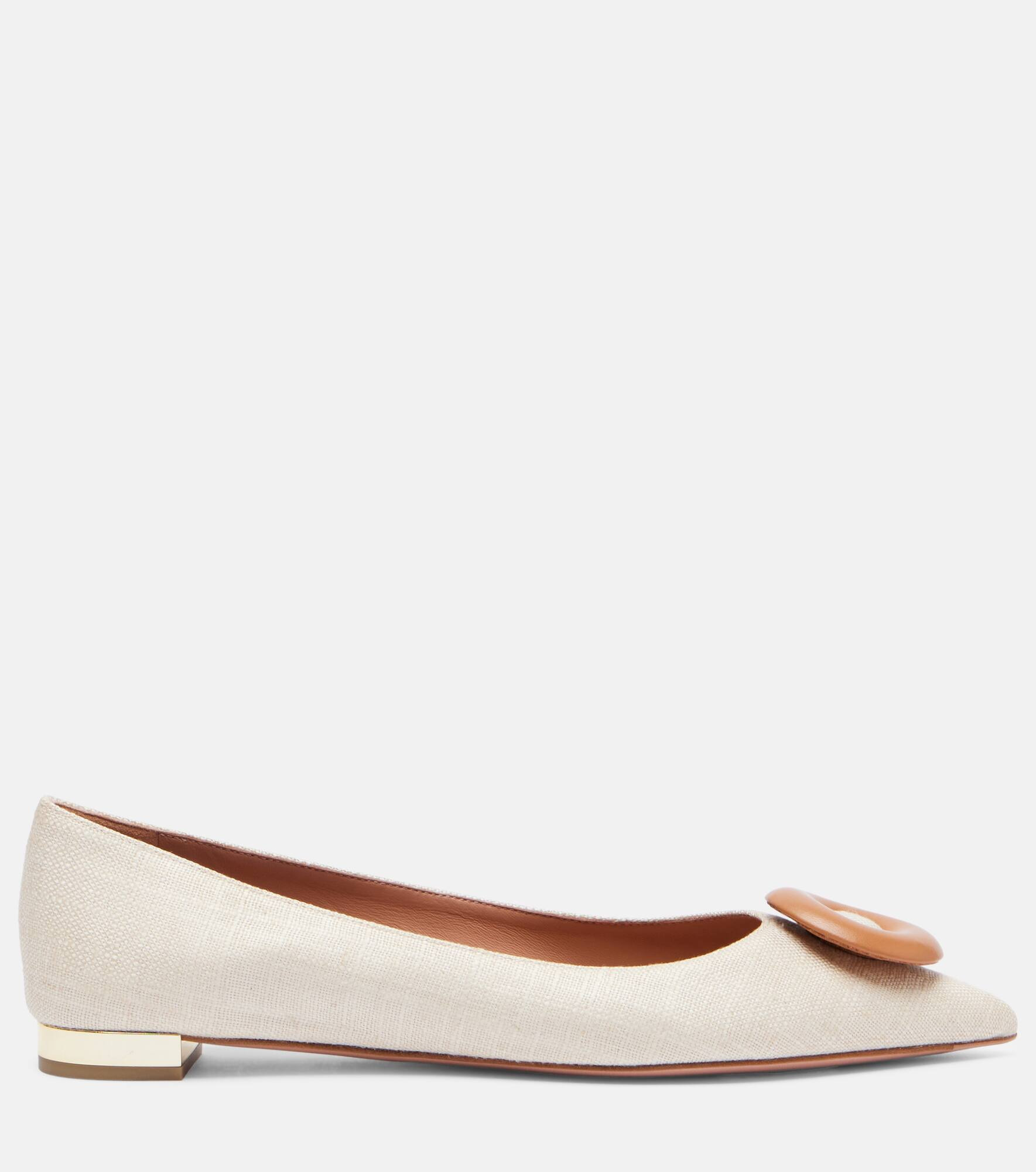 Hoop leather-trimmed ballet flats - 4