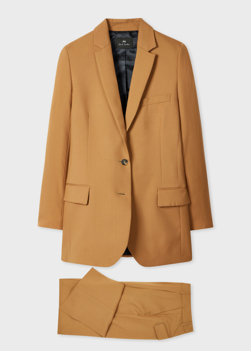 Women's Tan Wool Hopsack Suit 1