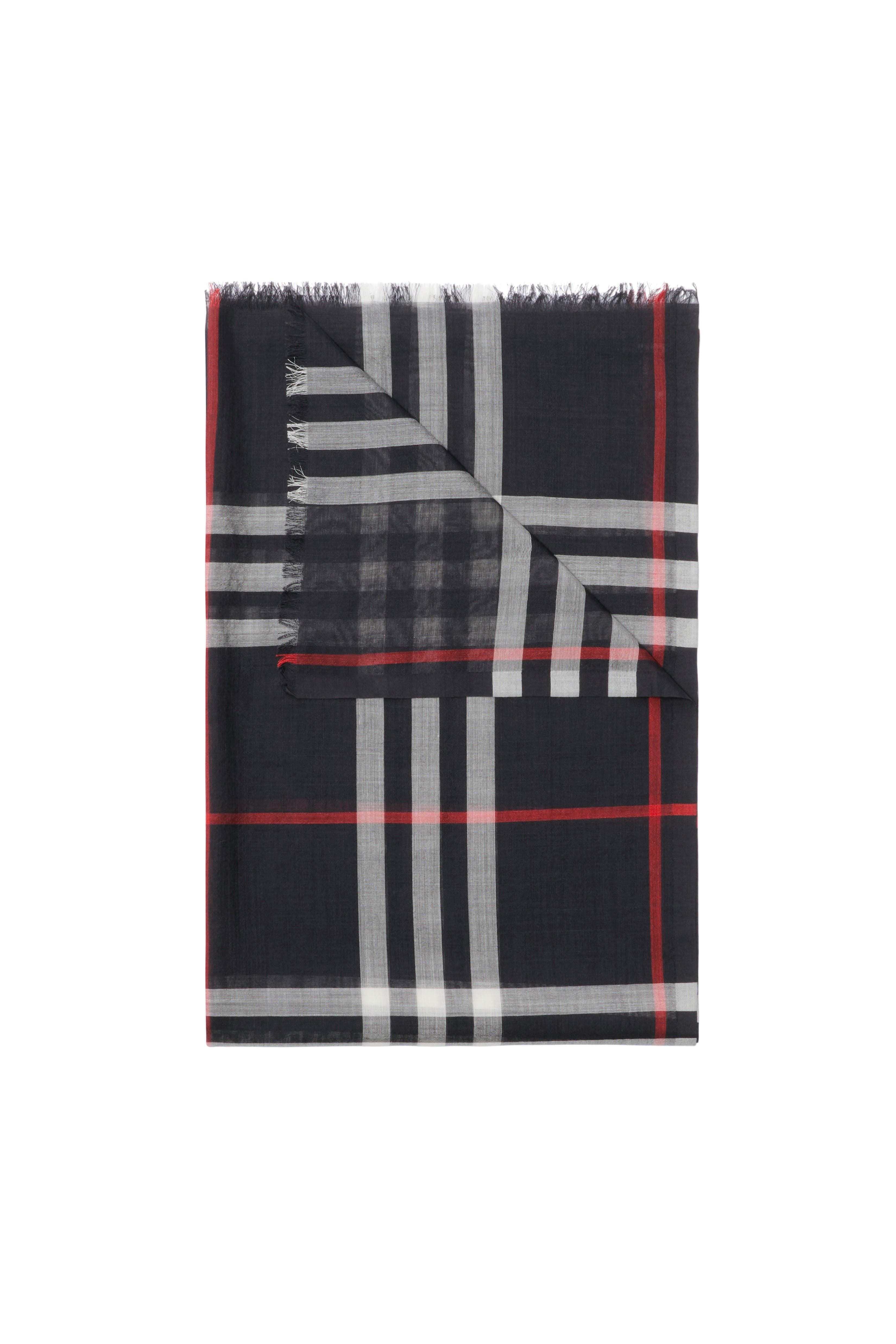 burberry Check Wool Silk Scarf in Navy at Nordstrom - 2