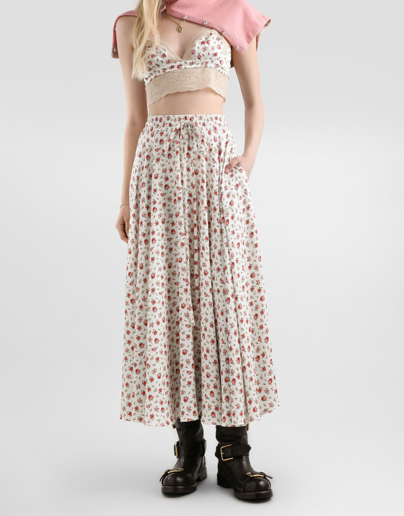 Small rose-print charmeuse circle skirt 4