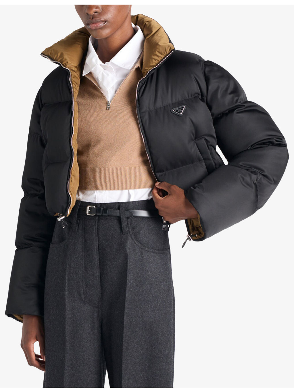 Re-Nylon Hooded Cropped Down Jacket - 3