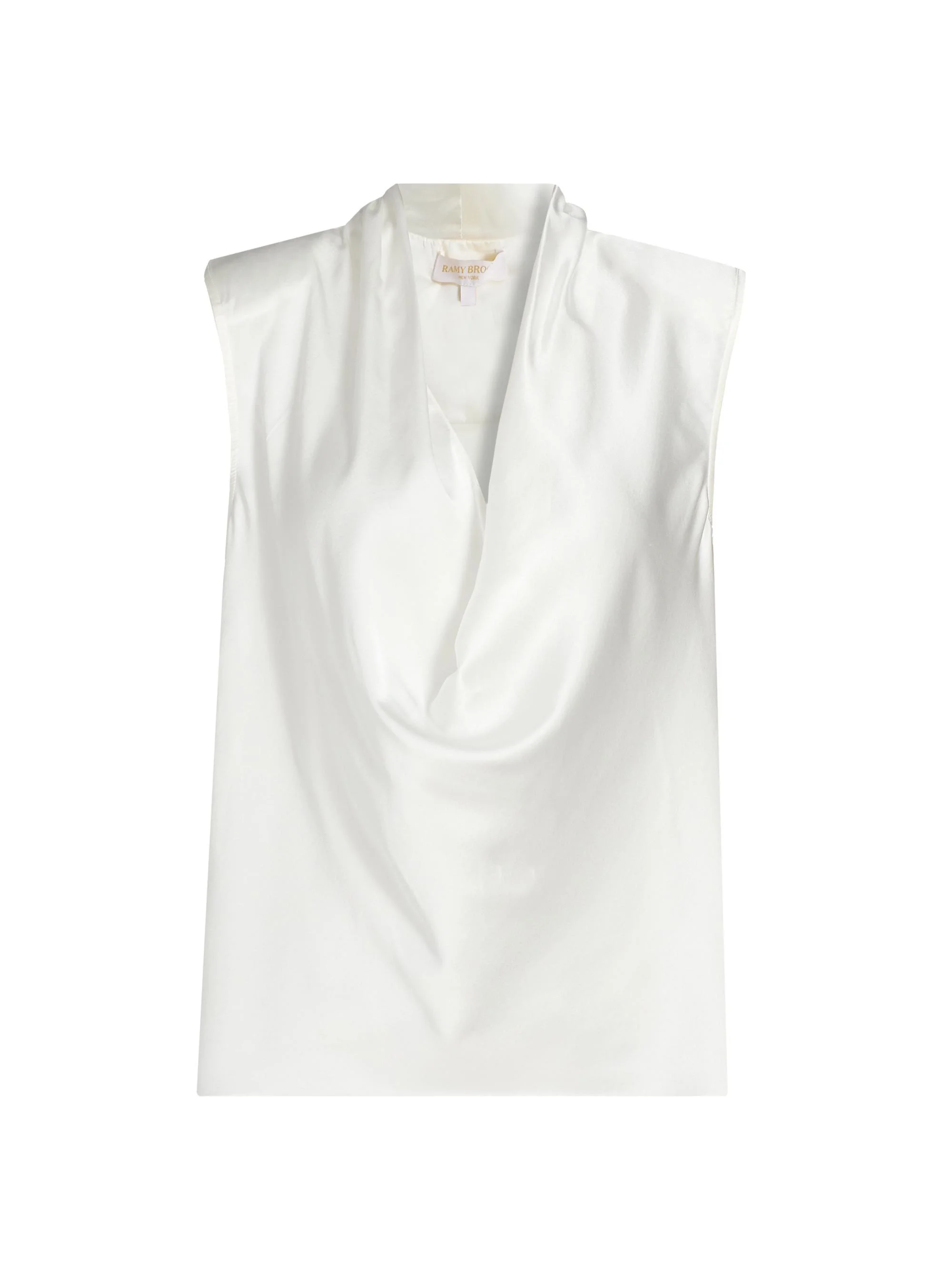 Women's Gregory Stretch-Silk Cowlneck Sleeveless Top - Ivory - 1