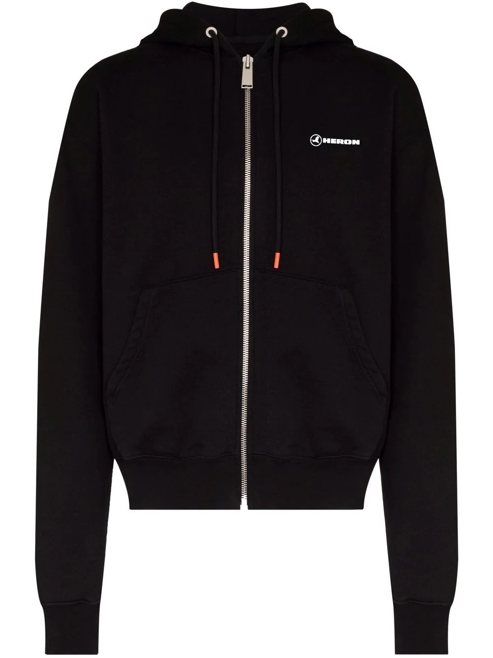 tape-logo drawstring hoodie - 1