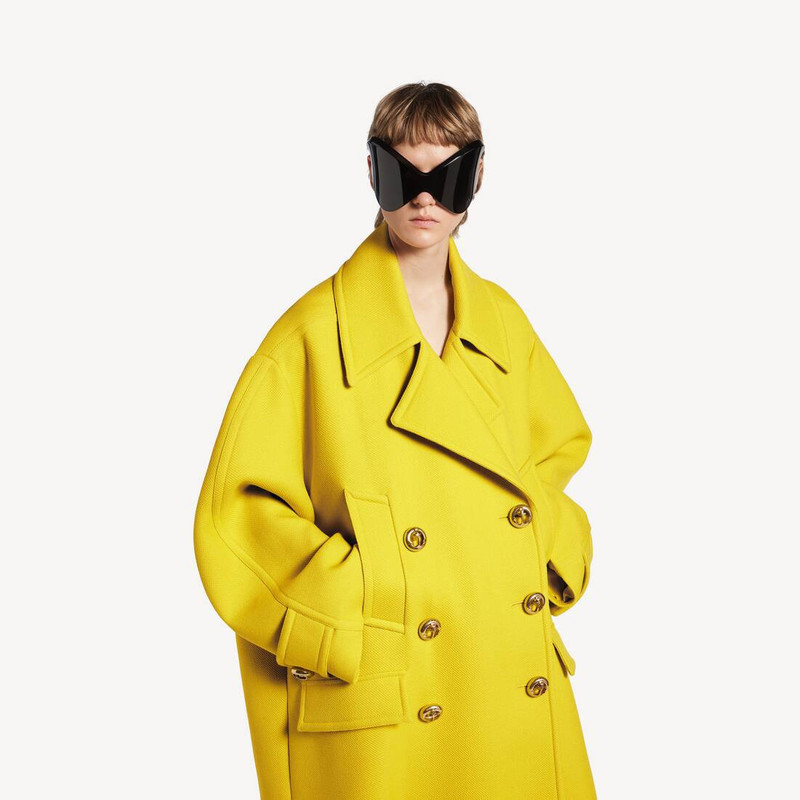 Women's Long Peacoat in Yellow 5