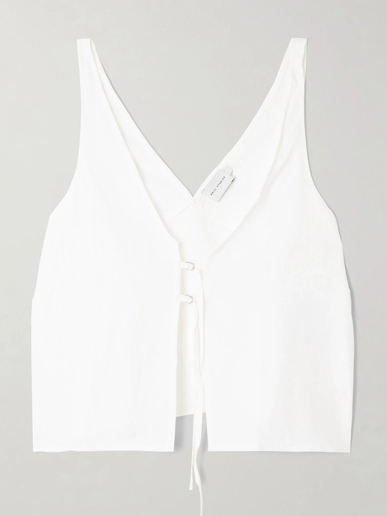 Two Part tie-detailed linen top White - 1