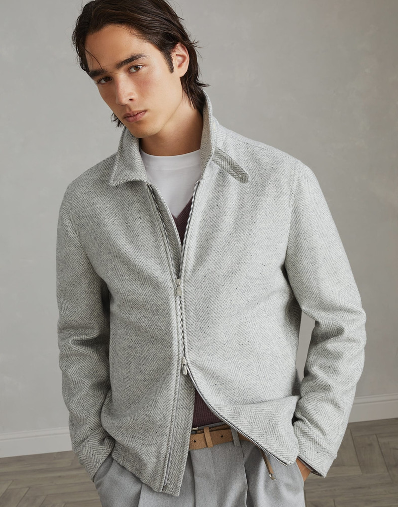 Wool, silk and cashmere chevron bomber jacket 1
