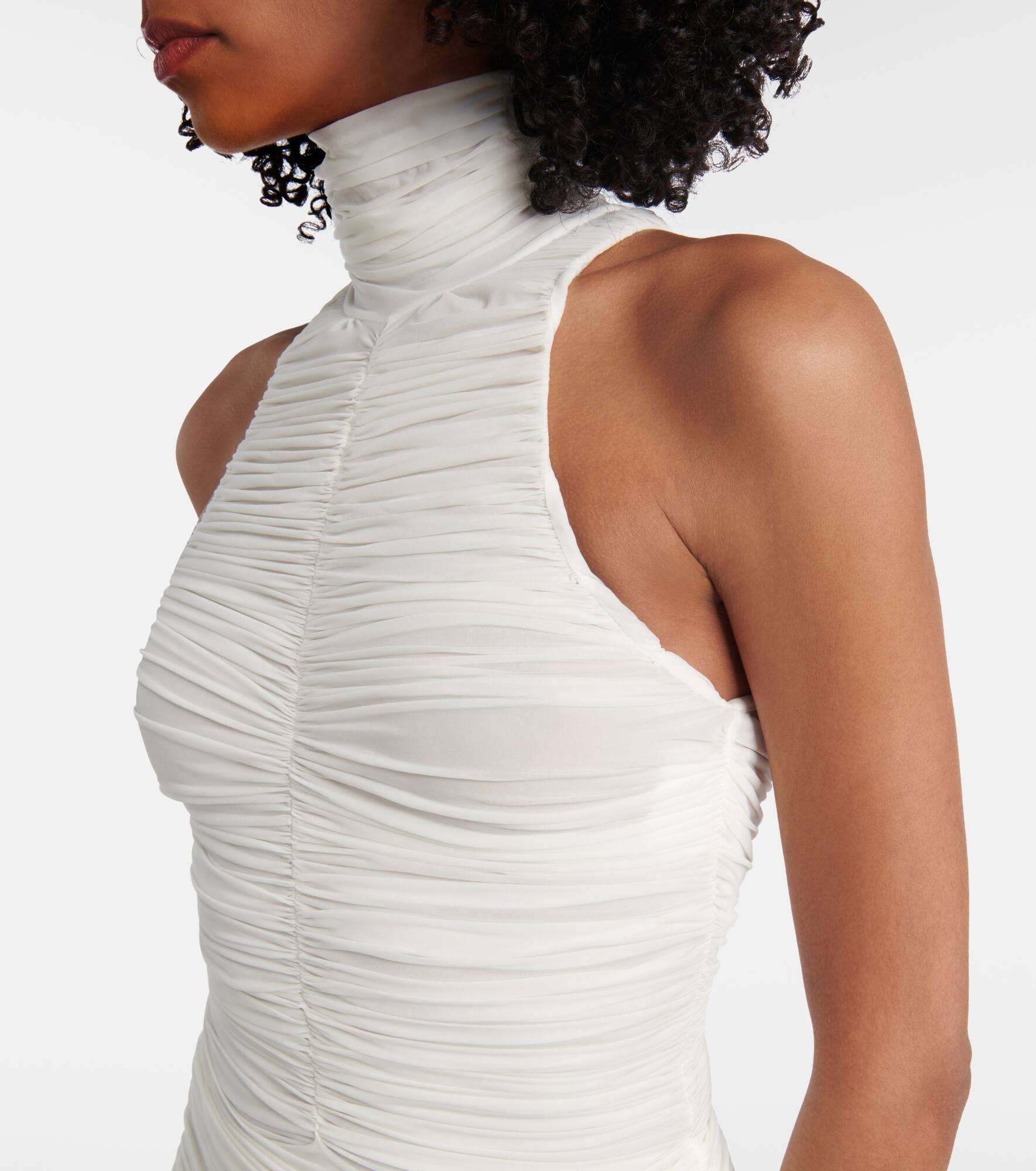 Ruched sheer high-neck maxi dress - 4