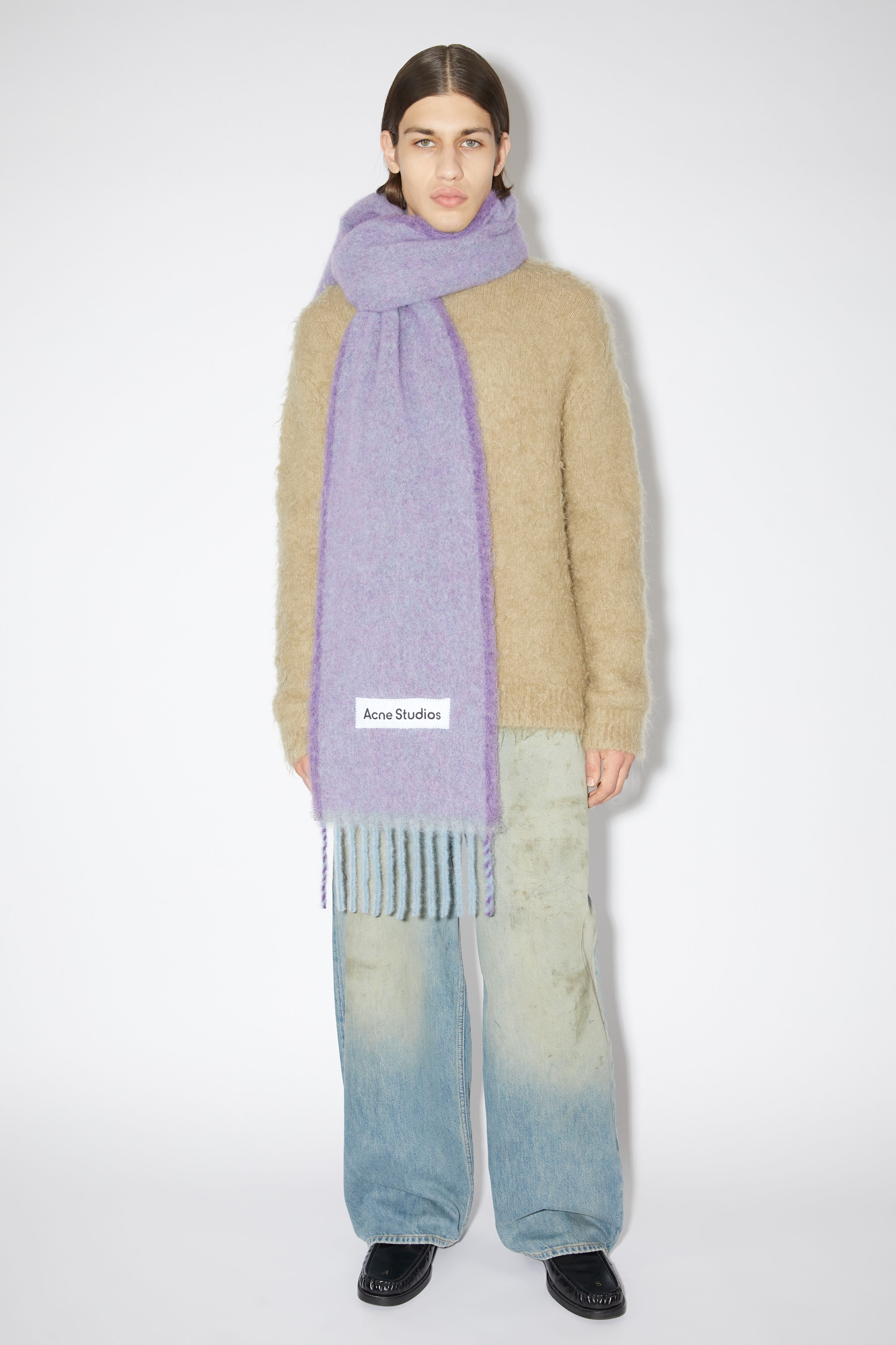 Wool mohair scarf - Narrow - Lavender purple - 3