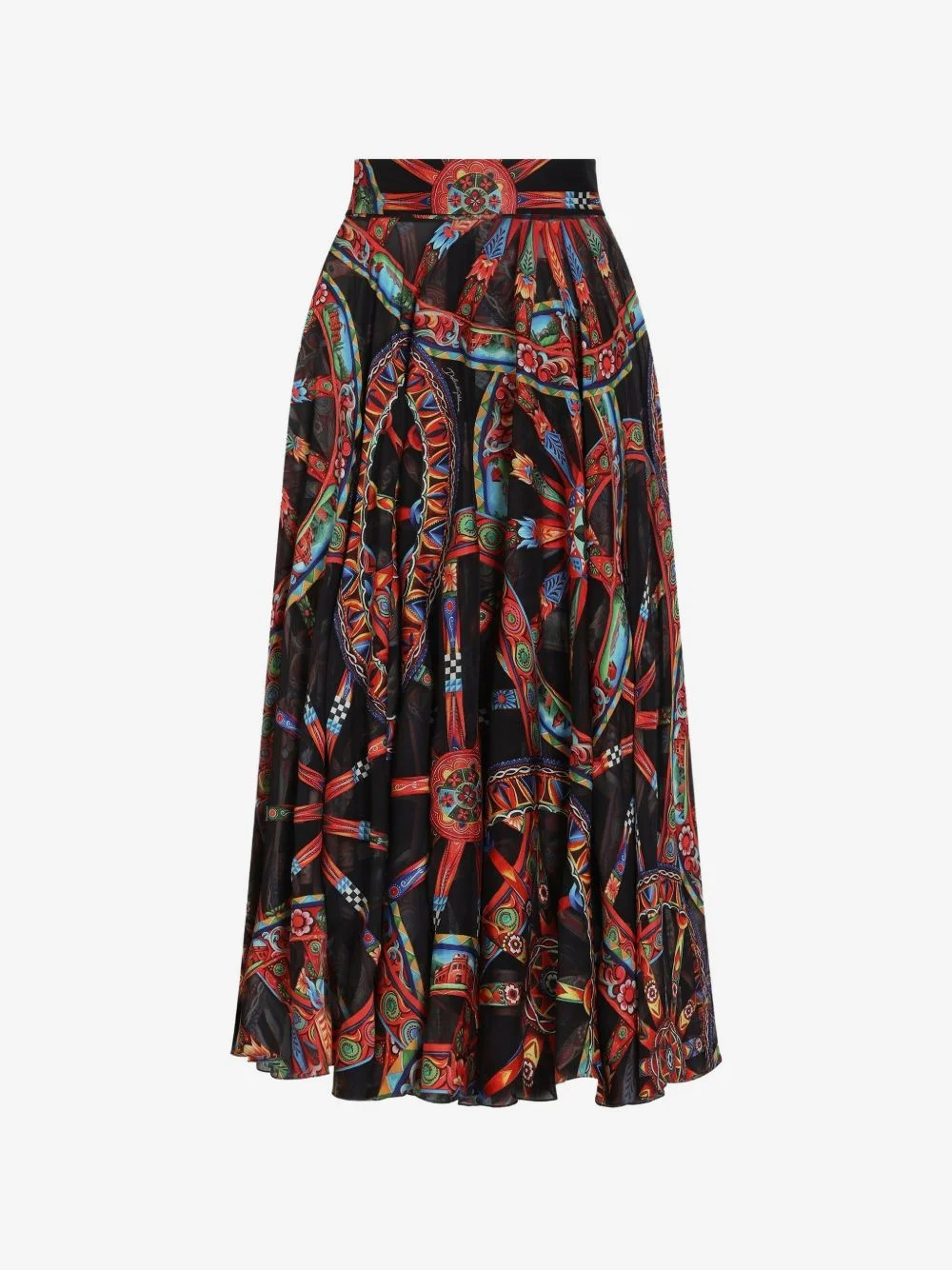 long circle skirt in Carretto-print devoré twill - 1