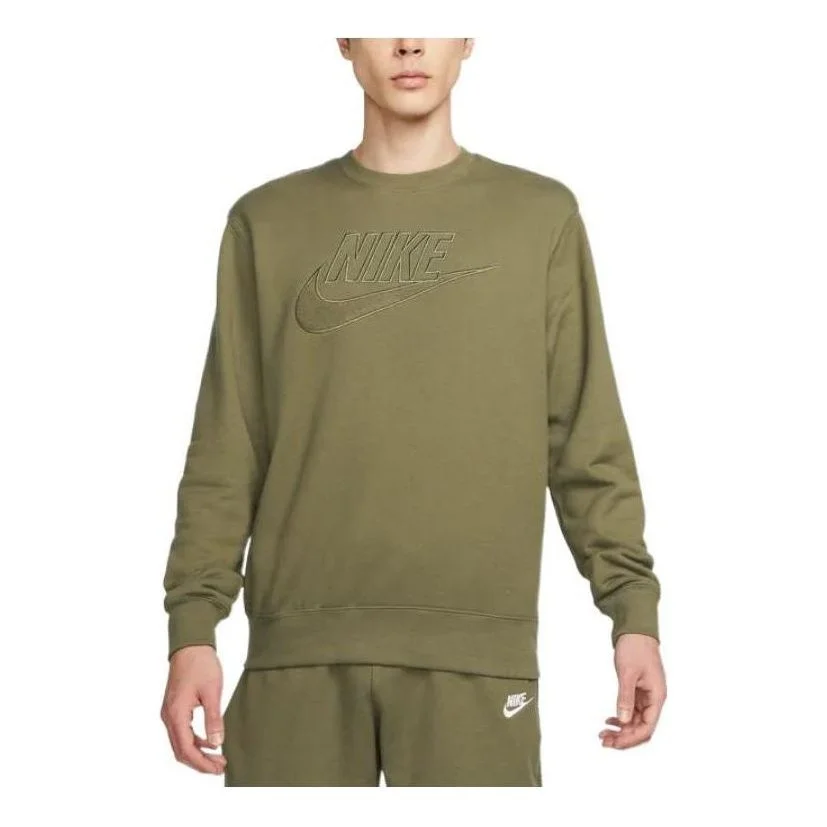 Nike front towelling logo sweatshirt 'Olive' DQ4584-222 - 1