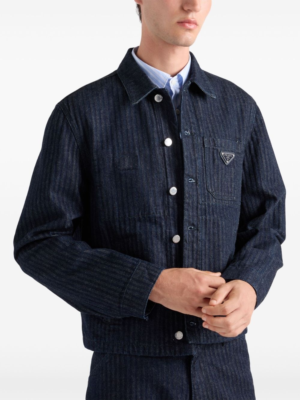 chevron denim jacket - 4