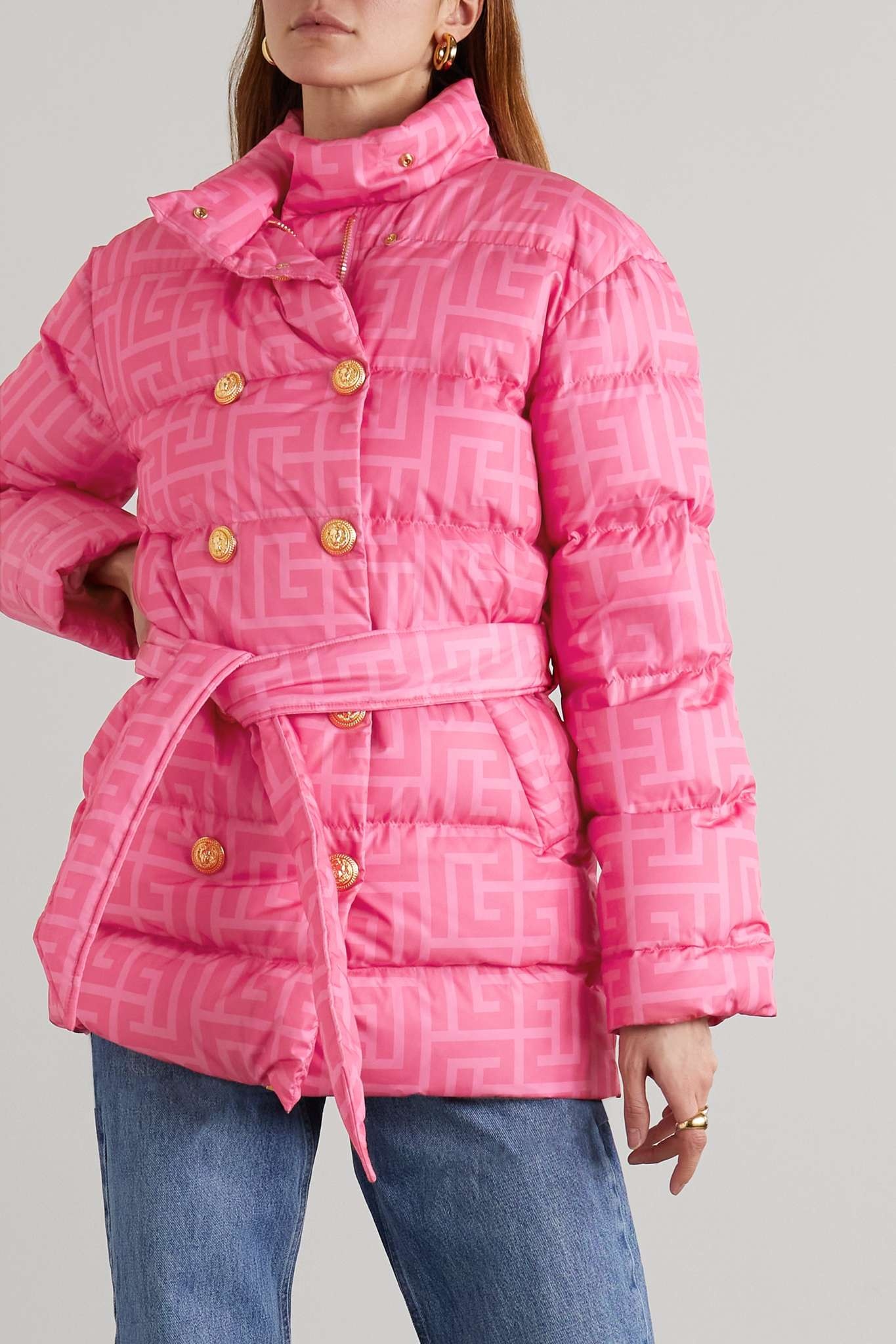 + Barbie belted quilted printed shell down jacket - 3