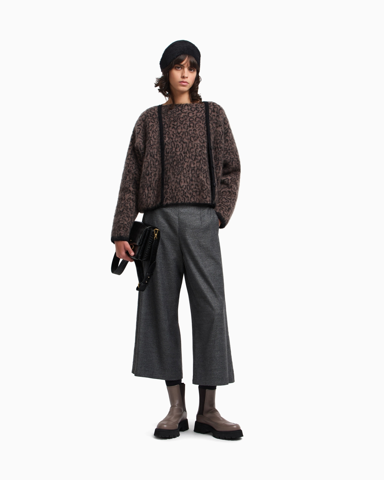 V-NECK CARDIGAN IN JACQUARD WOOL-MOHAIR BLEND WITH AN ALL-OVER PATTERN - 2