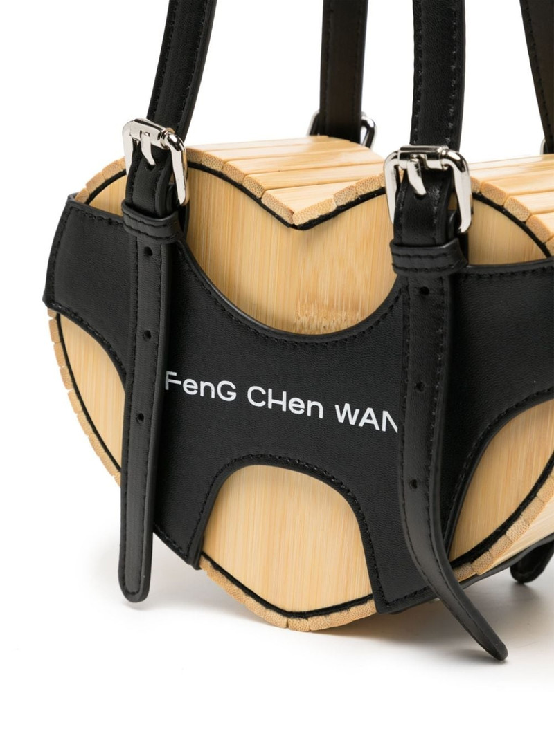 logo-embroidered heart bamboo bag 4