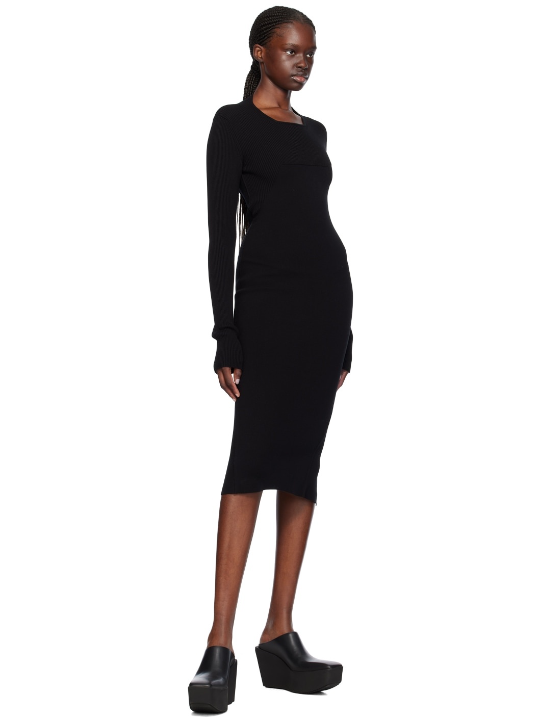 Black Column Midi Dress - 4
