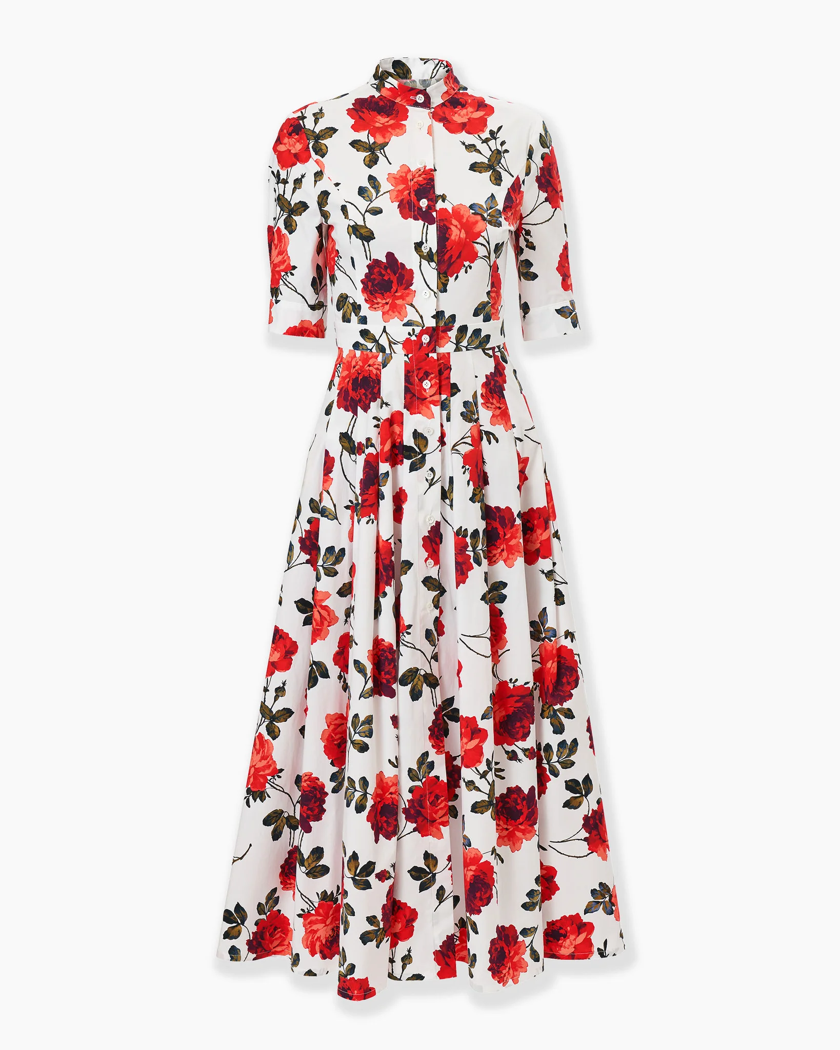 Rose-Print Midi Shirt Dress - 1