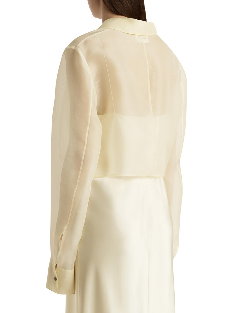 Women's Jasen Sheer Silk Button-Front Top - Pale Yellow 4