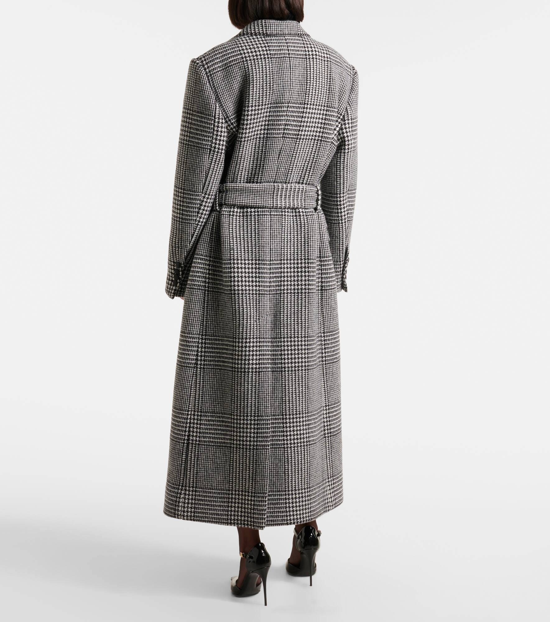Houndstooth wool-blend coat - 3