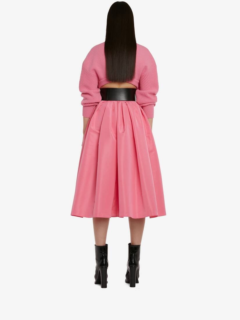 Women's Cropped Cocoon Sleeve Jumper in Sugar Pink - 4