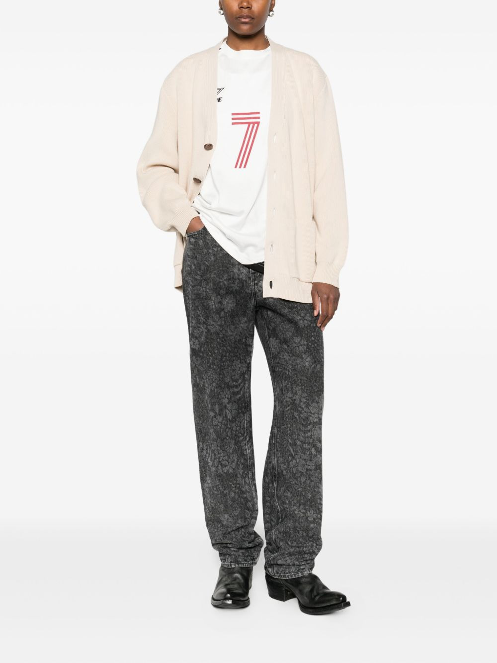 ribbed V-neck cardigan - 2