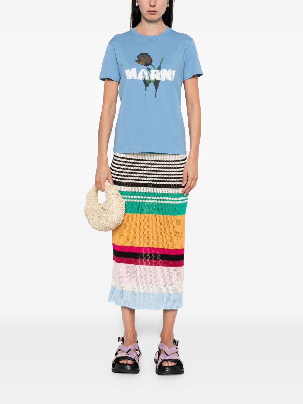 flower-print T-shirt - 2
