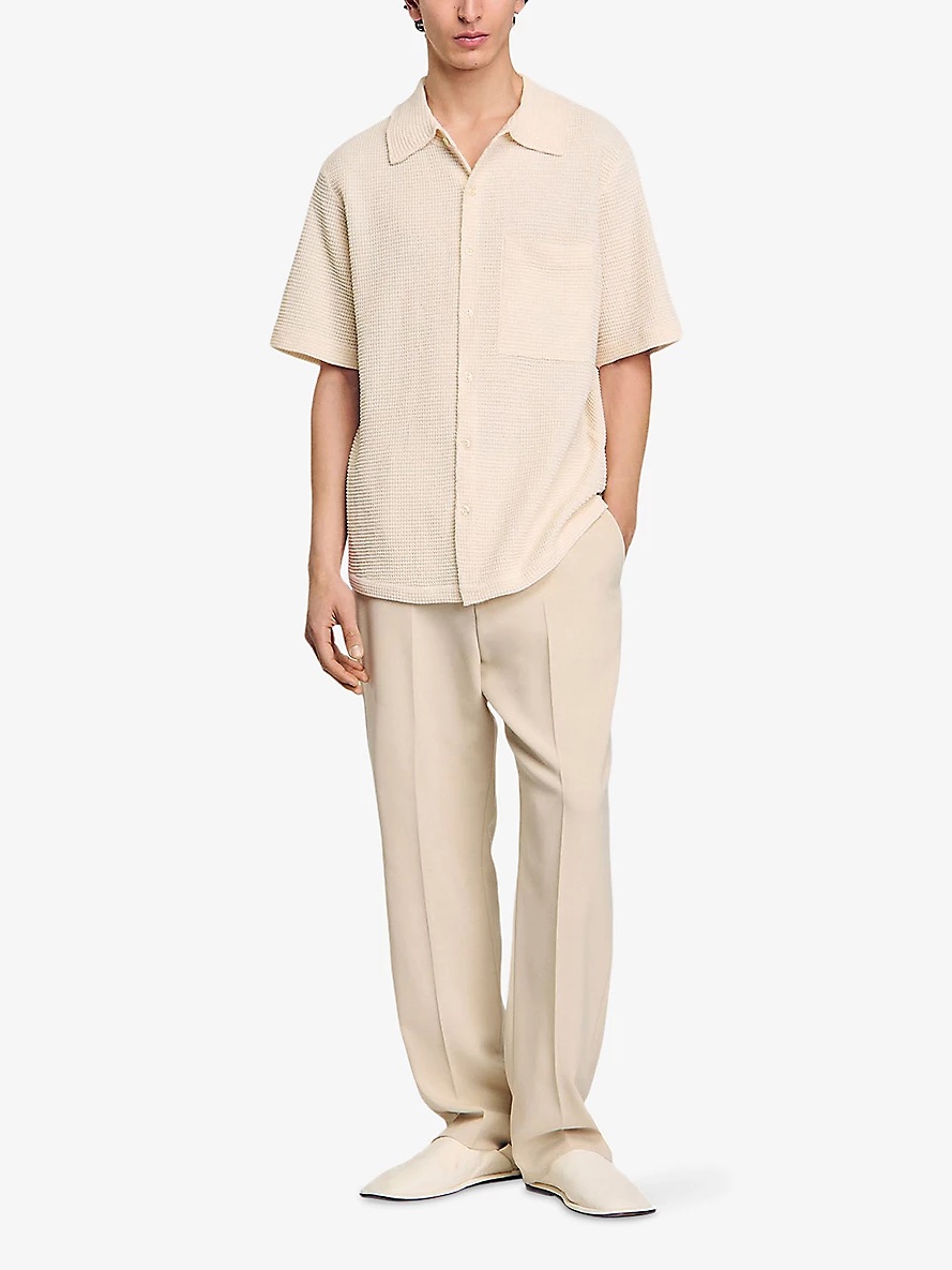 Button-Down Short-Sleeve Waffle Shirt - 2