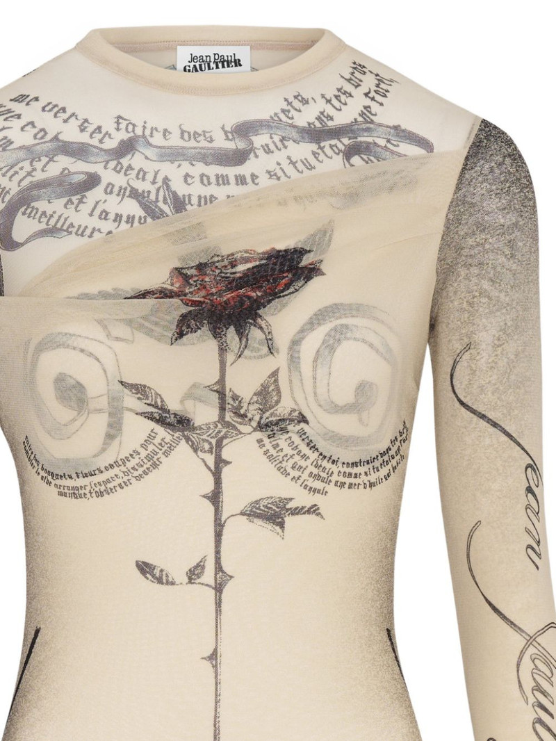 Jean Paul Gaultier double layer printed bodysuit outlook