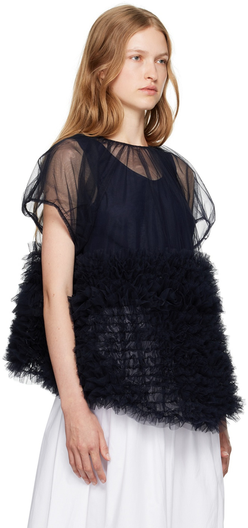Molly Goddard Navy Rudi Top outlook