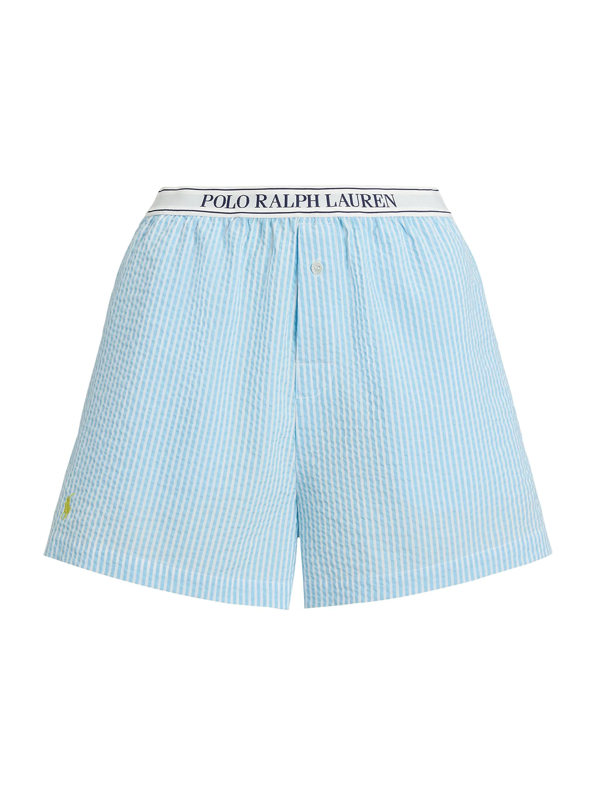 Women's Seersucker Logo Waistband Boxer Shorts - Baltic Sea - 1