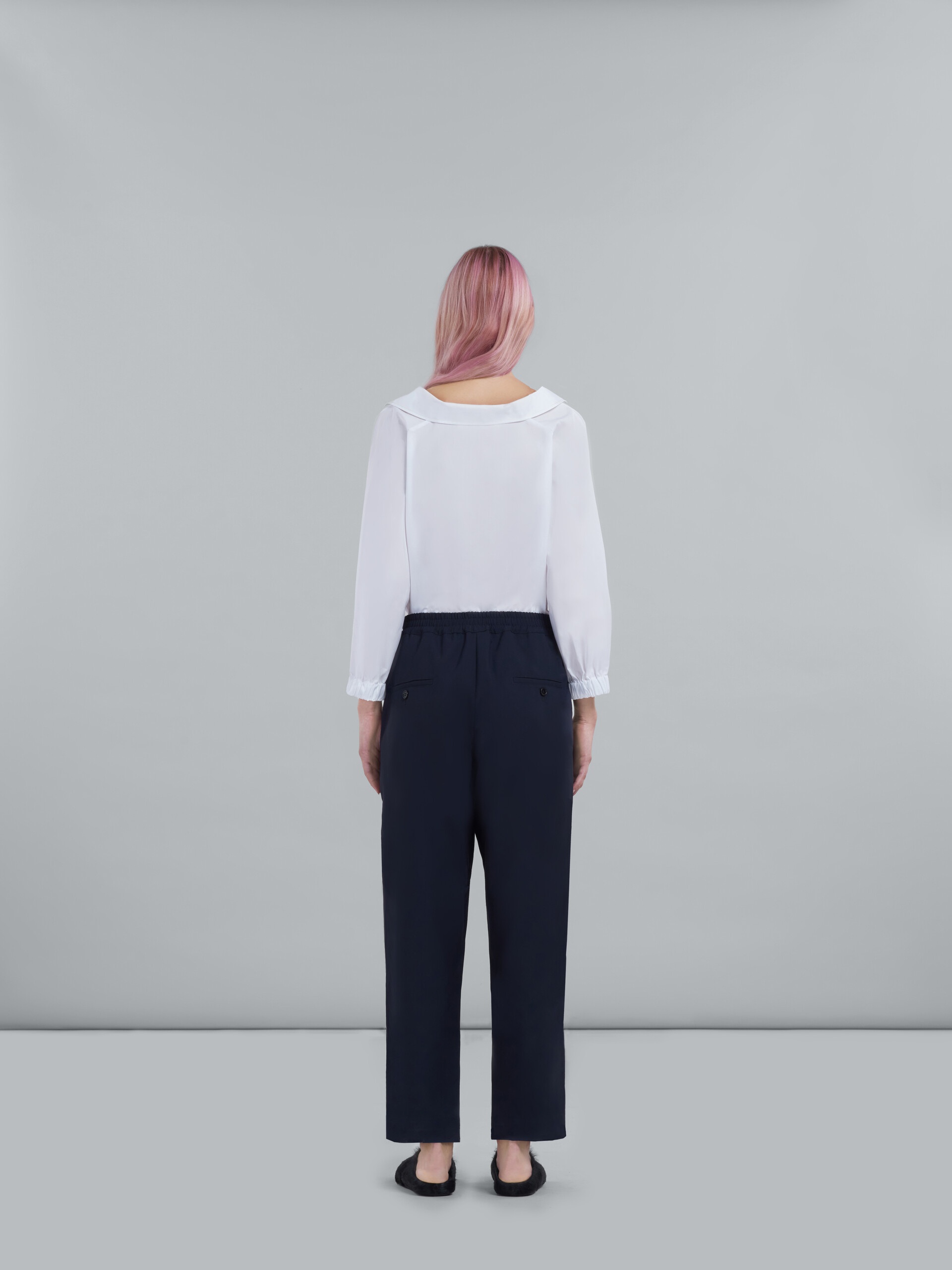 CROPPED TROUSERS IN BLUE TROPICAL WOOL - 3