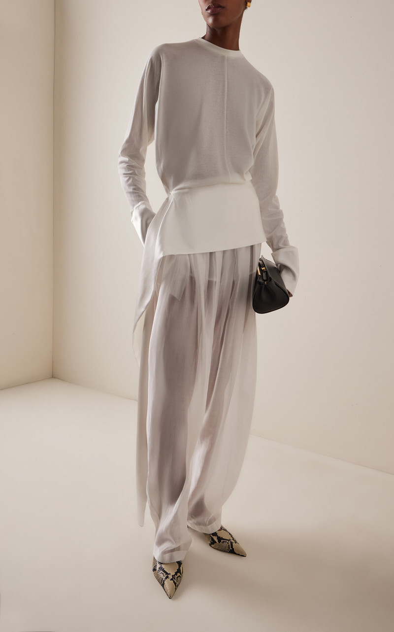 Luna Satin-Detailed Cotton Jersey Top white 3