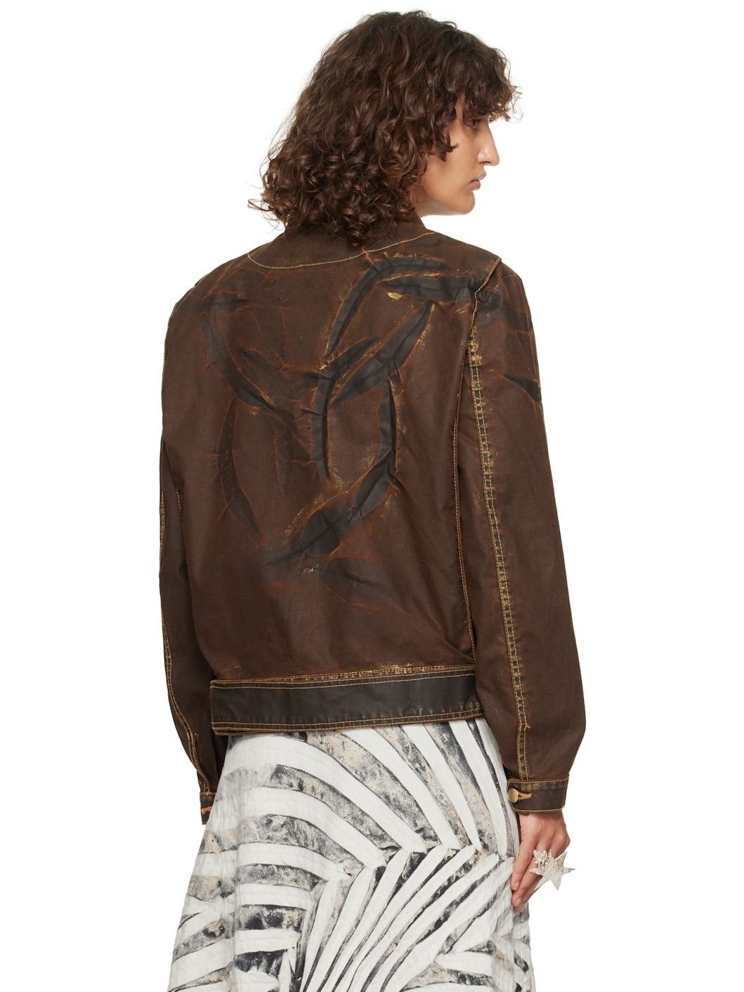 Brown Oversized Double Rider Jacket - 3