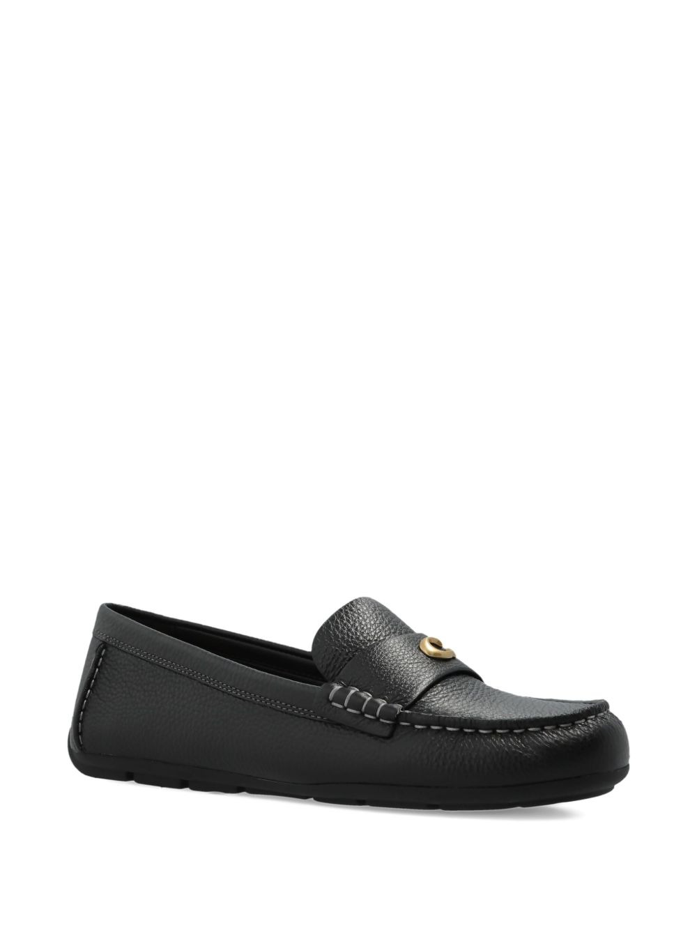 logo-detail leather loafers - 2