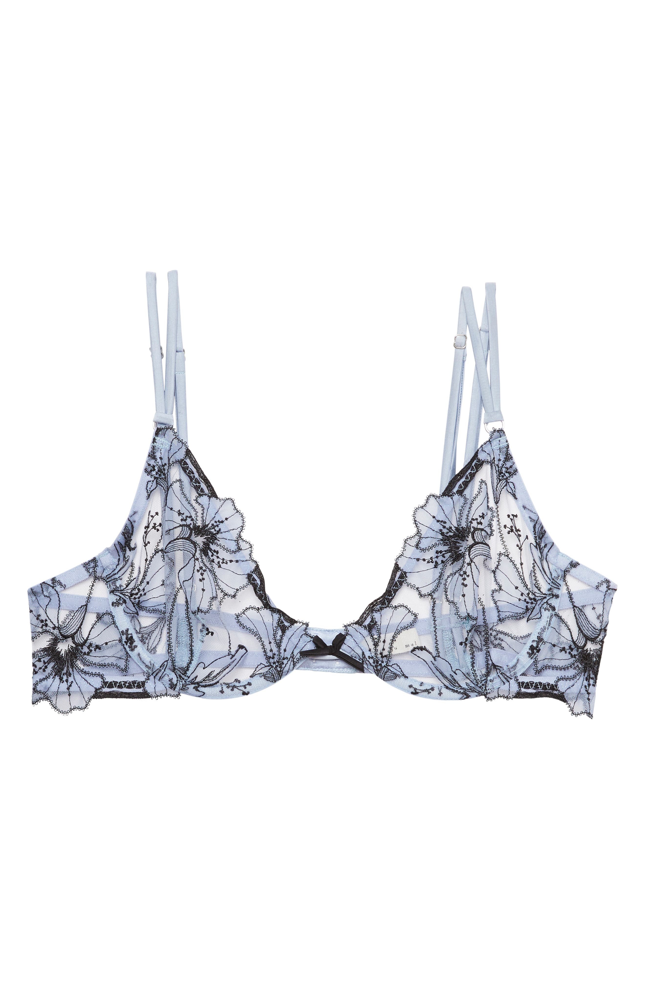Fleur Du Mal Harper Embroidered Underwire Demi Bra in Crystal Blue at Nordstrom - 1