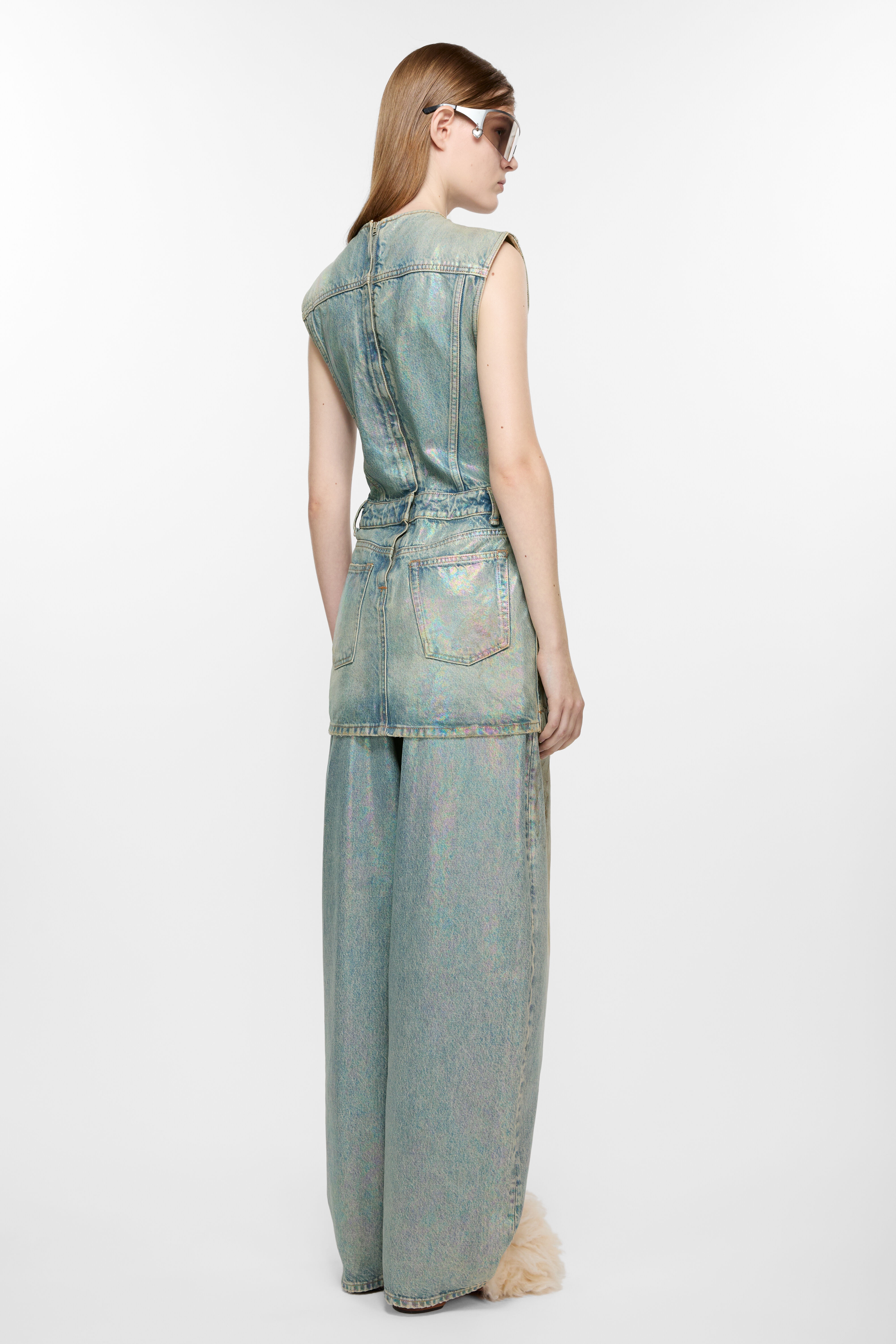 Coated denim dress - Mid blue - 3