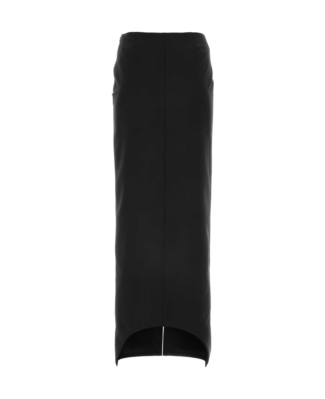 Black Wool Blend Skirt - 2