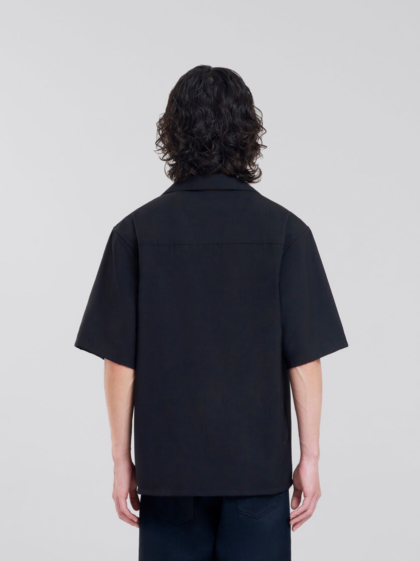 BLACK AND BROWN WOOL BOWLING SHIRT - 3