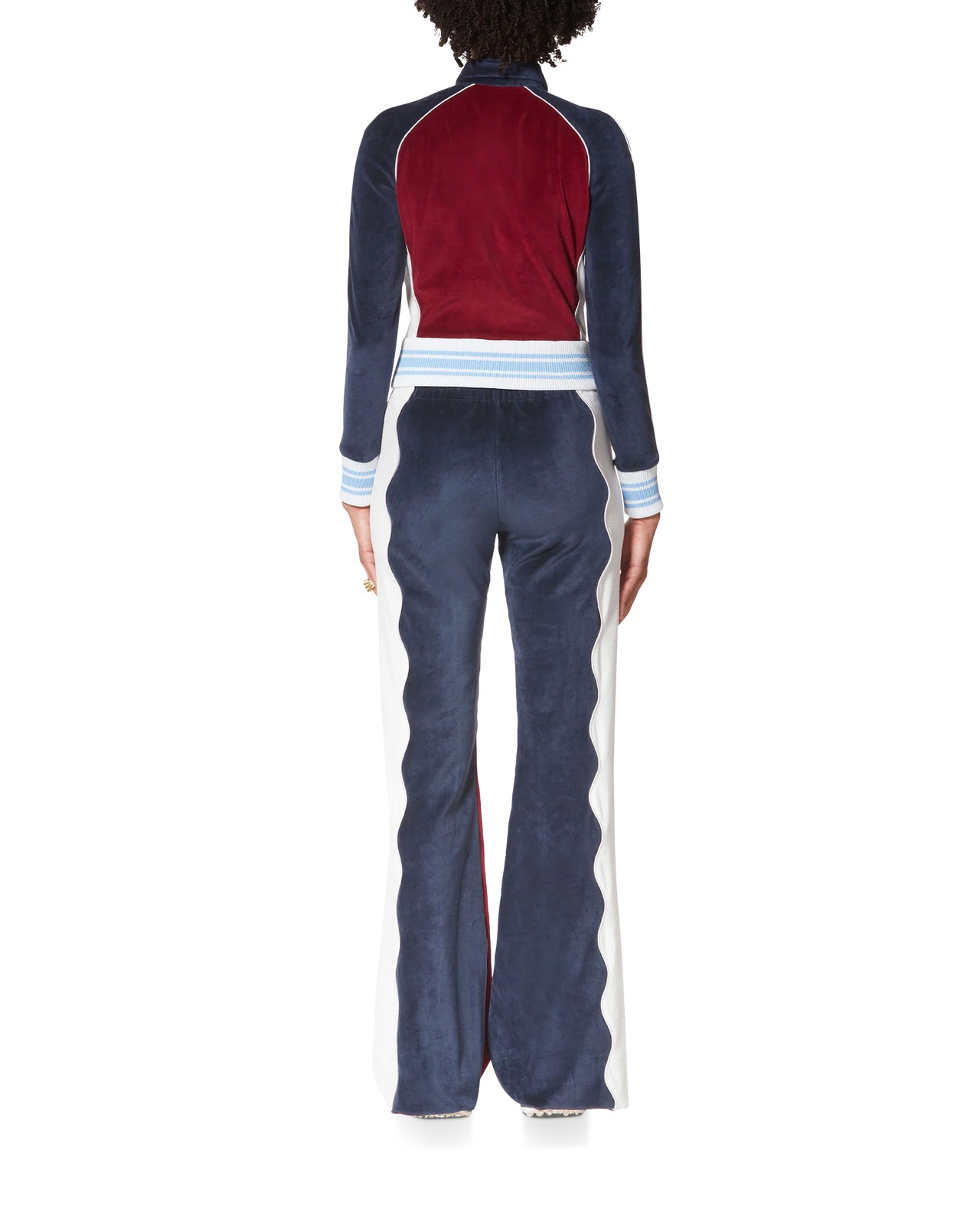 Burgundy Velour Panelled Track Top - 4