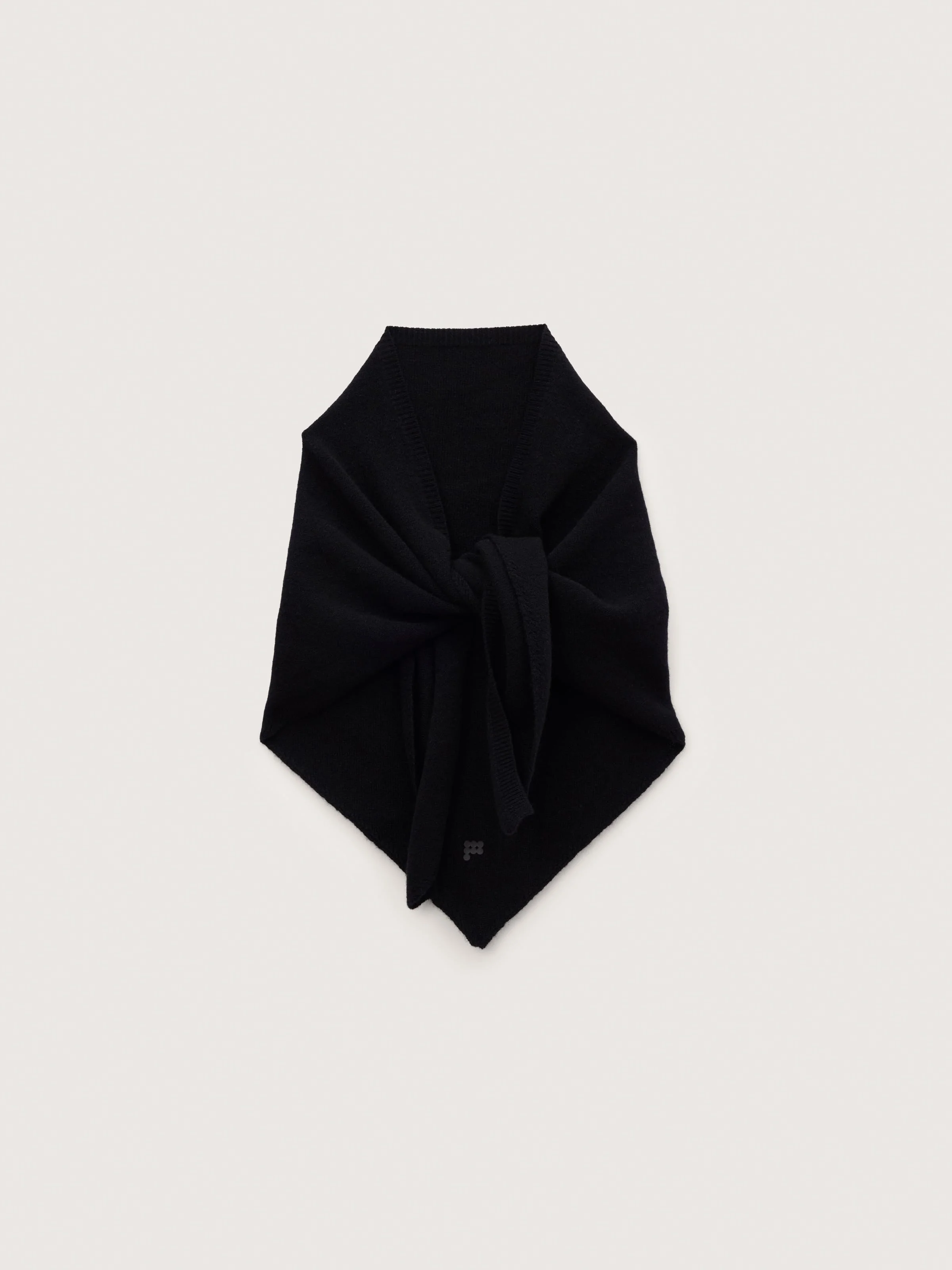 Cashmere and Merino Wool Blend Bandana Scarf - Black - 1